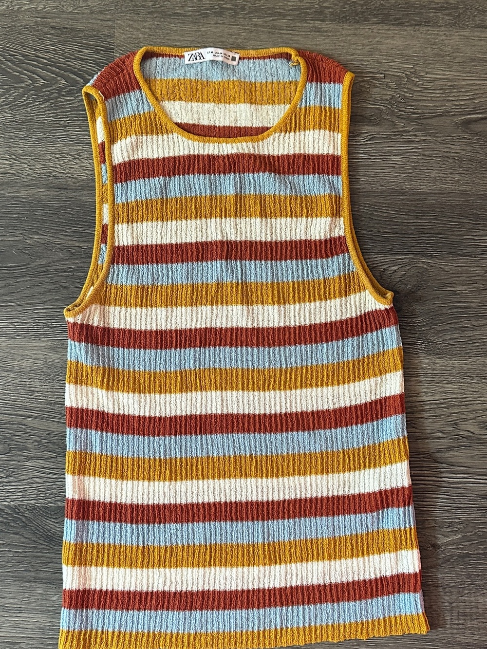 Zara Retro Striped Knit Sleeveless Sweater Tank Vest M